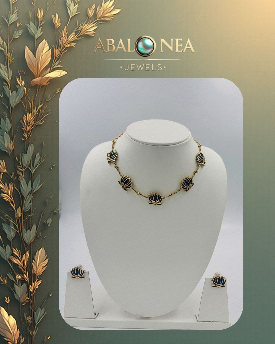 Elegant Blue Lotus Necklace Set Elegant Blue Lotus Necklace Set